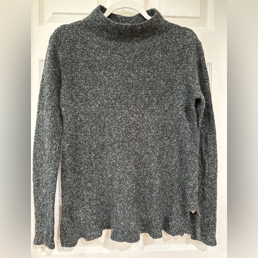 Old Navy Women's SM Wool Blend Pullover Mock Neck Sweater Top Gray Marled EUC